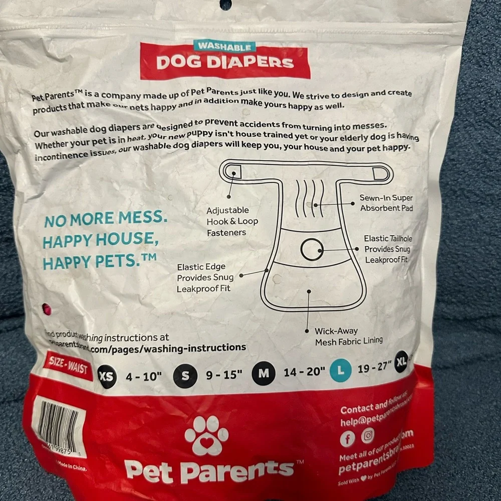 Pet Parent dog washable dog diapers